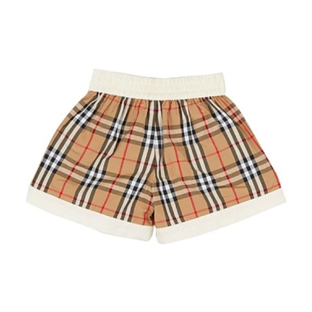 Girls Burberry Kids Chequerboard Jacquard Stretch Shorts - size 10 - Pale Cream